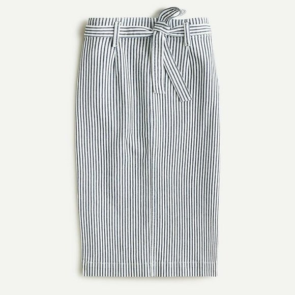 J. Crew Dresses & Skirts - NWT J.Crew Denim Skirt With Railroad Stripe Midi Skirt Indigo Size 26